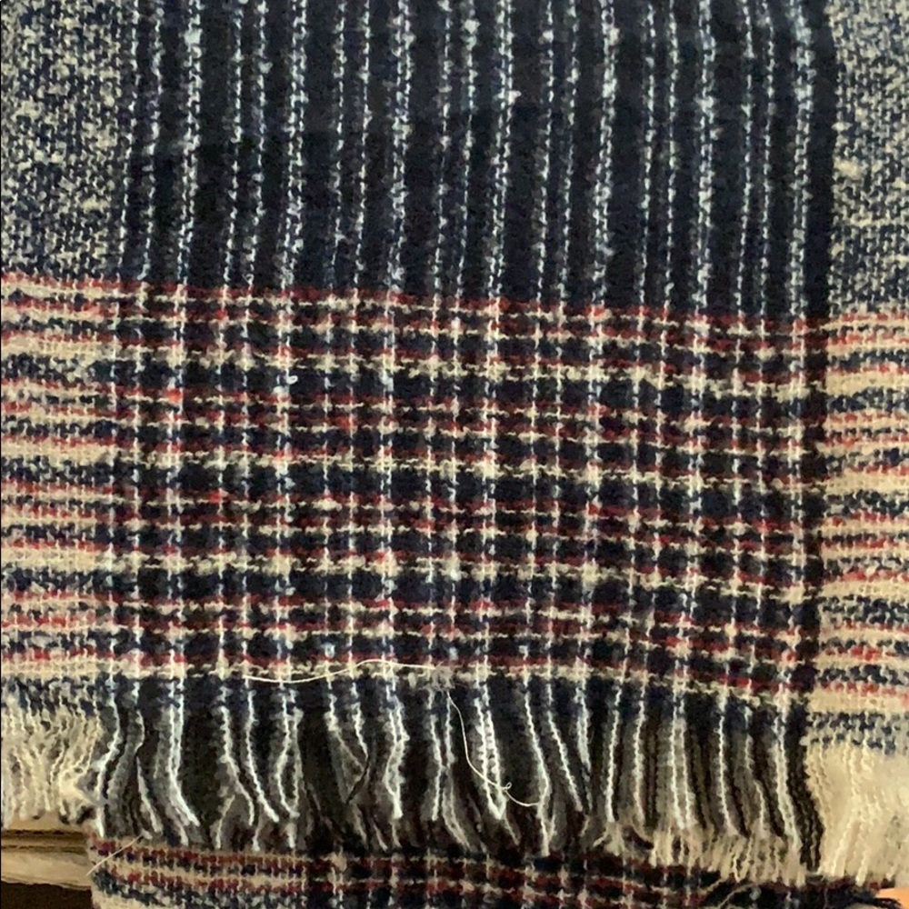 Blue and red plaid shawl